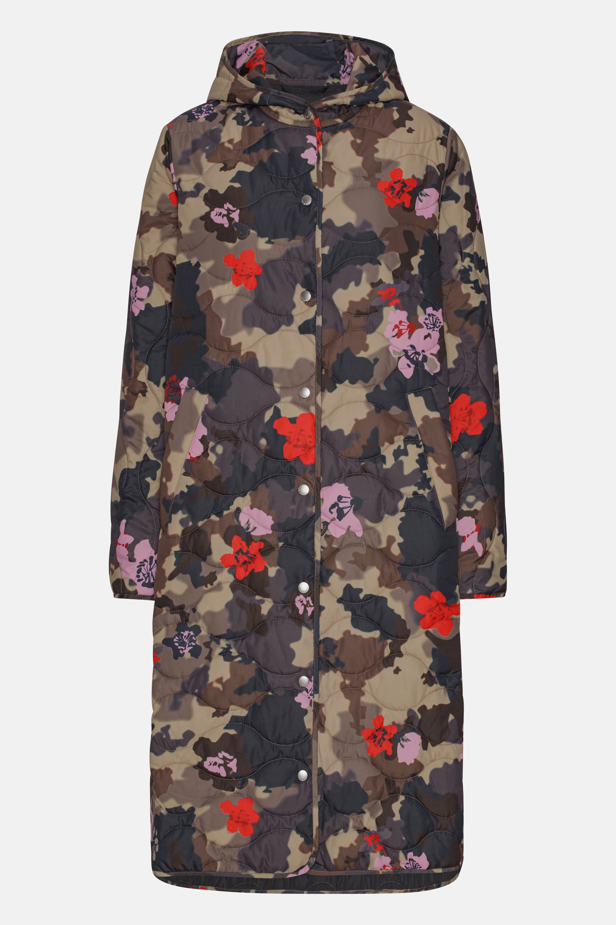 Lang Quiltet Jakke - Floral Camo